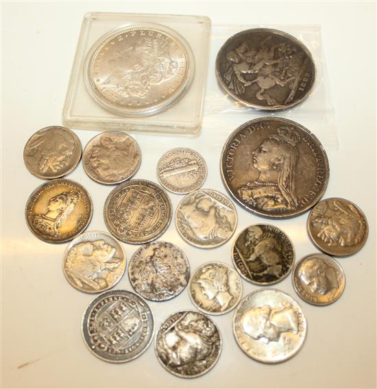 Bag of coins including Victorian